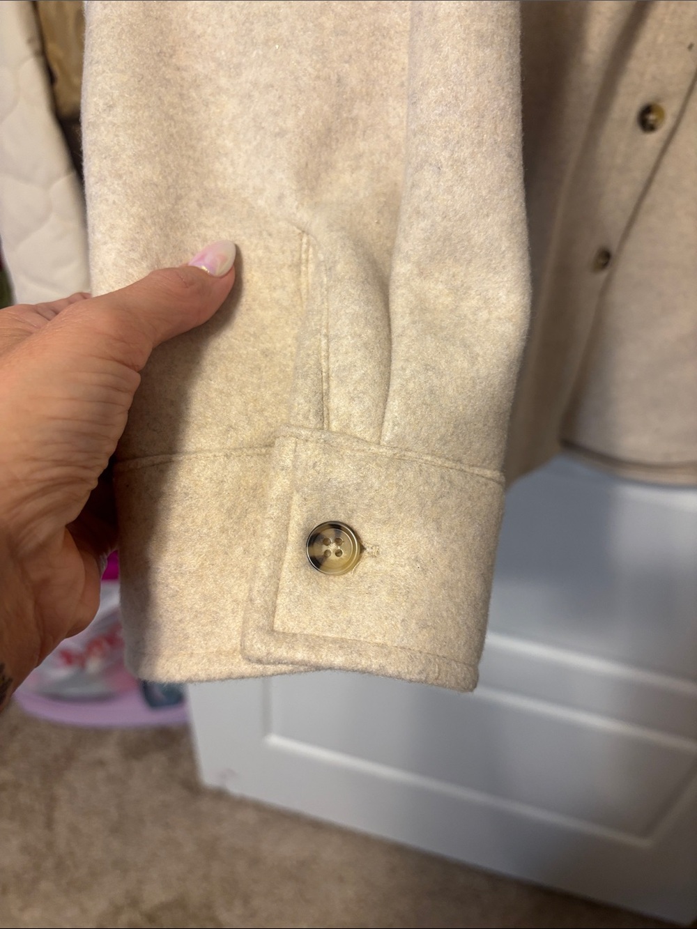 Altar'd State Cream Button-Front Wool Shacket - Picture 4 of 7